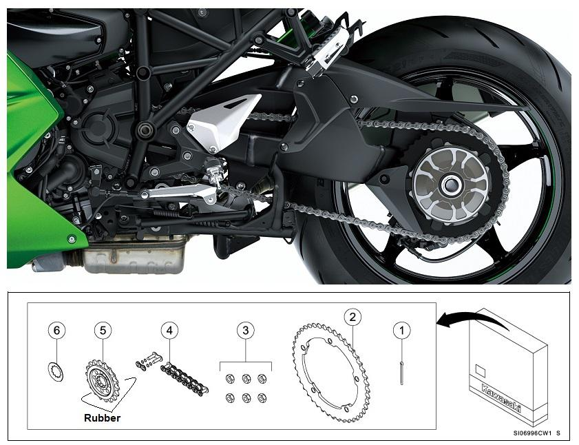 Genuine Chain and Sprocket Kit Ninja H2 SX/SE (ZXT02A/B/D/P/R)