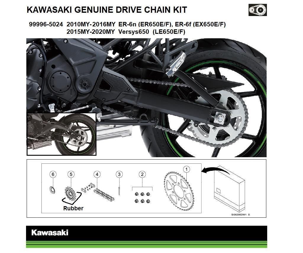 Genuine Chain and Sprocket Kit ER-6n/f & Versys650 (ER/EX650E/F, LE650E/F)